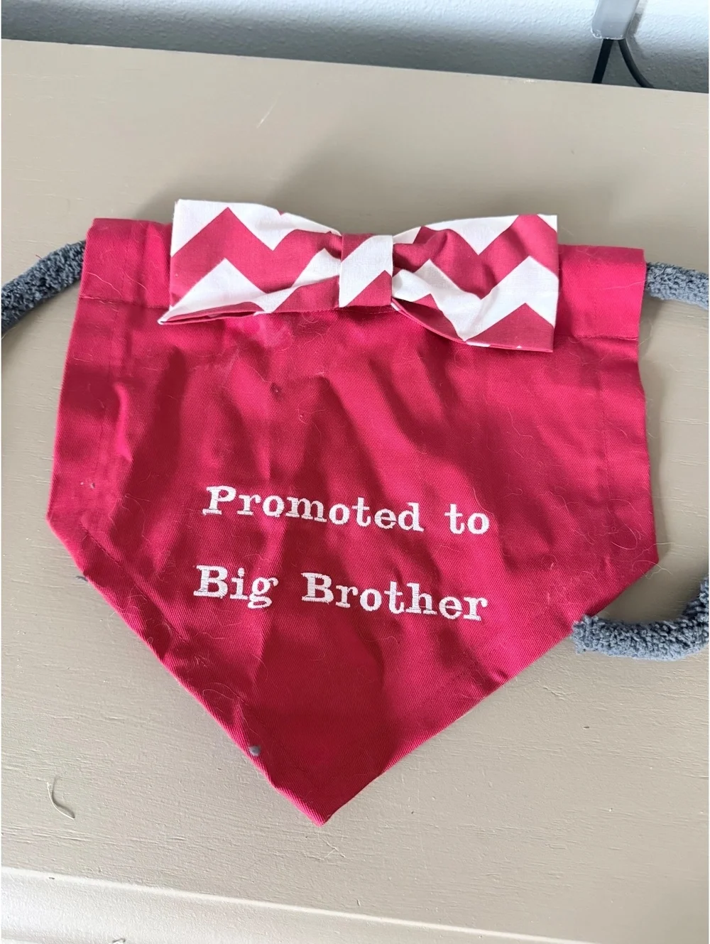 Promoted to Big Brother Dog Bandana & Pink Chevron Bow Tie